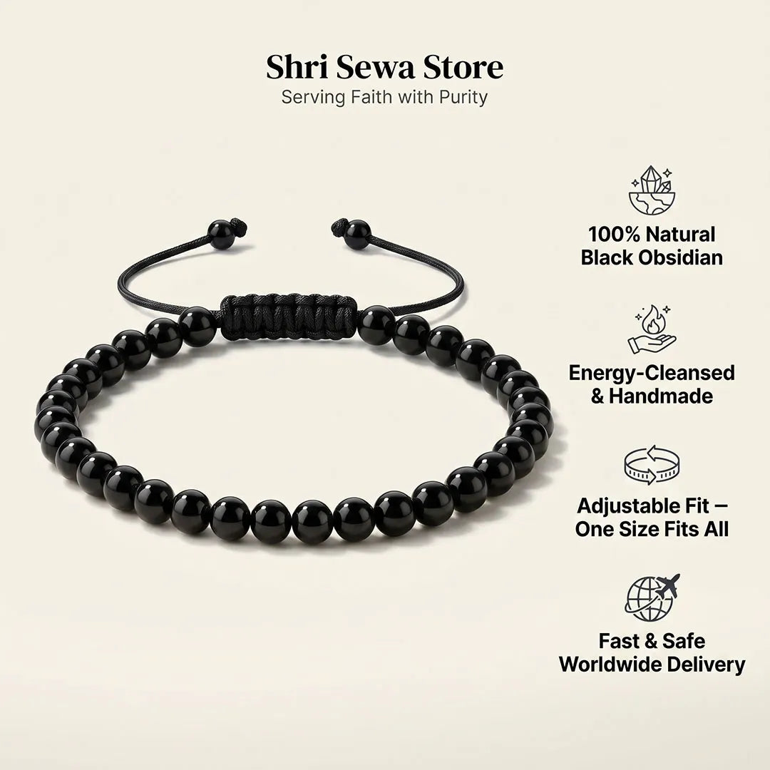 Raksha Kavach Anklet (Black Obsidian)