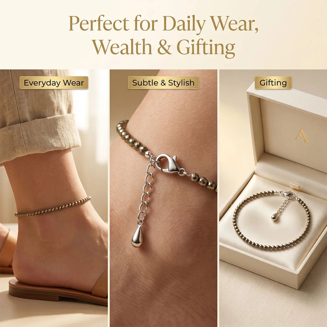 Dhan Varsha Anklet (Raw Pyrite)