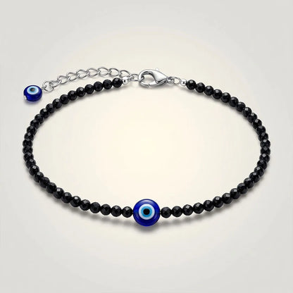 Nazar Suraksha Anklet (Black Tourmaline + Evil Eye)