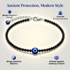 Nazar Suraksha Anklet (Black Tourmaline + Evil Eye)