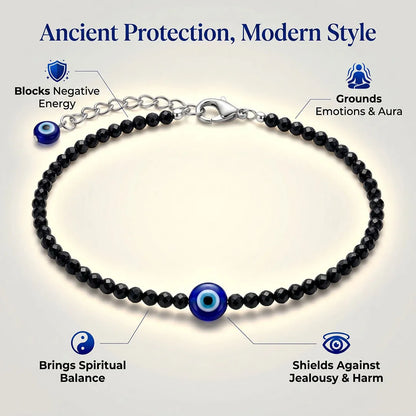 Nazar Suraksha Anklet (Black Tourmaline + Evil Eye)