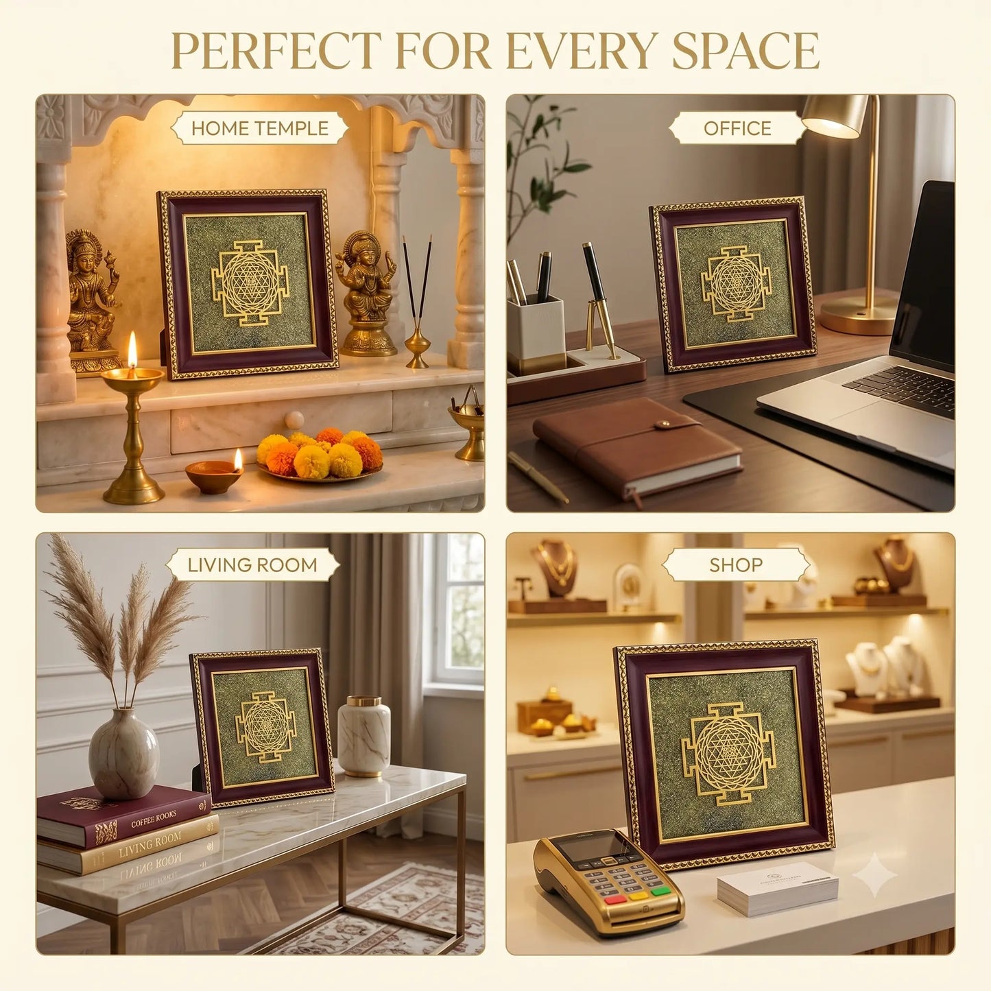 Shree Yantra Samriddhi Frame (Shree Yantra on Raw Pyrite Frame)