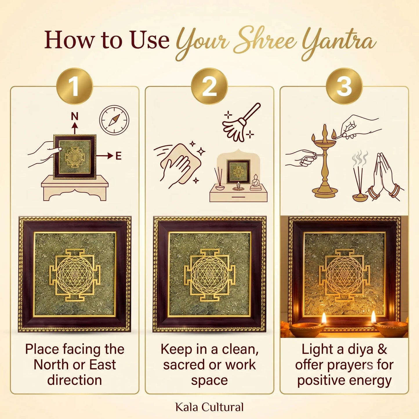 Shree Yantra Samriddhi Frame (Shree Yantra on Raw Pyrite Frame)