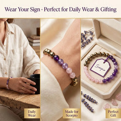 Vrishchik Rashi Kavach (Scorpio: Amethyst·Hematite·Rose Quartz)