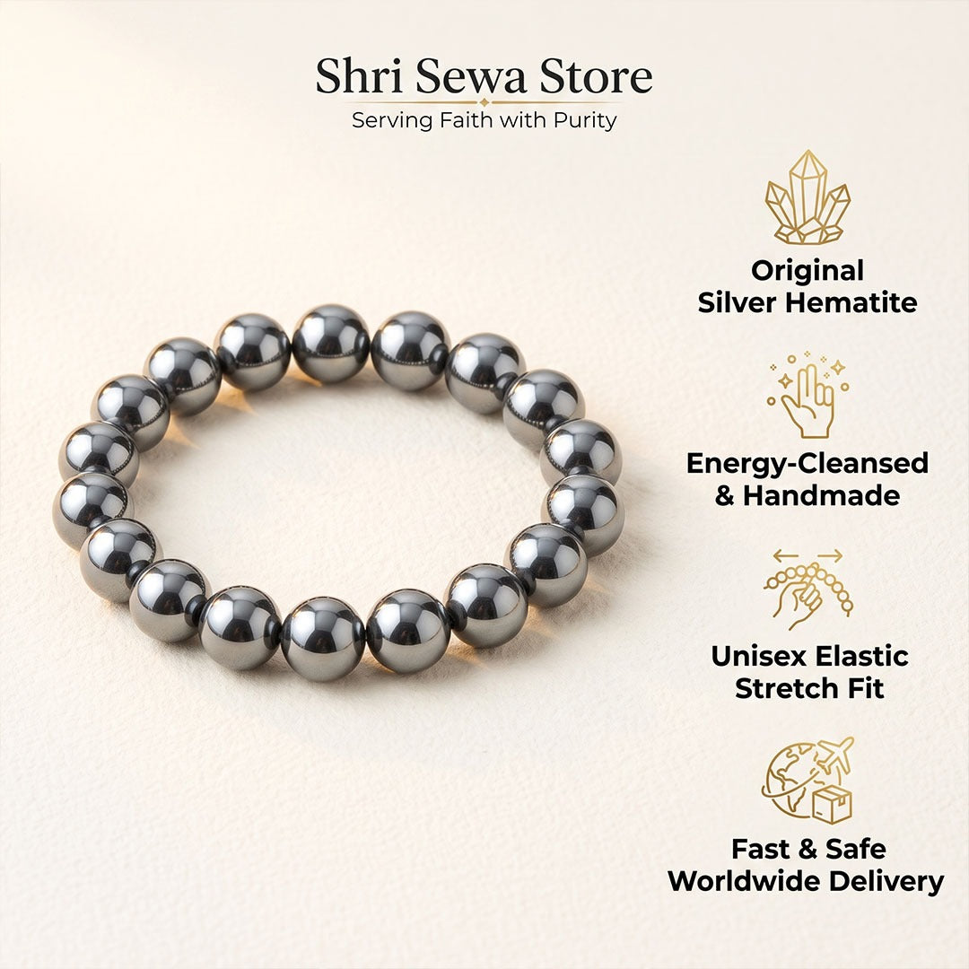 Sthirta Plus Bracelet (Hematite Gemstone, 8mm)