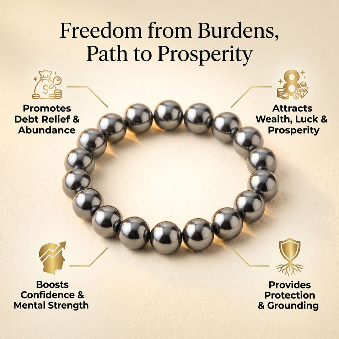 Sthirta Plus Bracelet (Hematite Gemstone, 8mm)