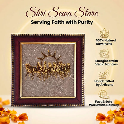 Saat Ashwa Vijay Frame (Seven Horses on Raw Pyrite Frame)