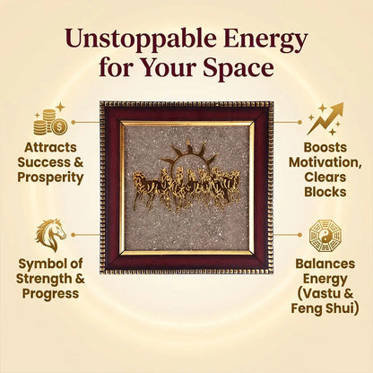 Saat Ashwa Vijay Frame (Seven Horses on Raw Pyrite Frame)