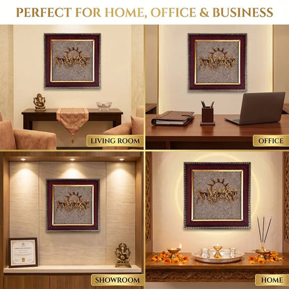 Saat Ashwa Vijay Frame (Seven Horses on Raw Pyrite Frame)